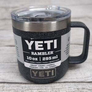 Yeti Rambler 10 Oz Durasip Ceramic Coffee Mug Textured Handle Black Stone New